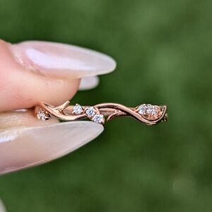 14K Rose Gold Vine Floral Diamond Ring Band